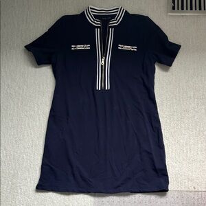 Boston Proper Navy Mini Dress with White Accents
